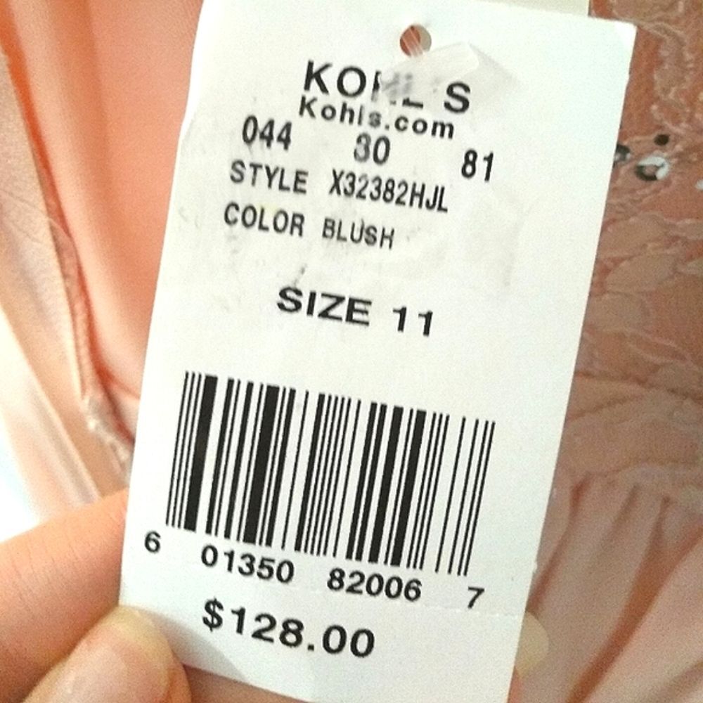 NWT Blush Pink Lace Sparkle Cutout Prom Dress Gown Size 11 - Picture 9 of 10